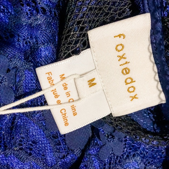 ๐ฆ๐ NWT FOXIEDOX x ANTHROPOLOGIE | Elegant Deep Blue Lace Dress - Picture 13 of 16
